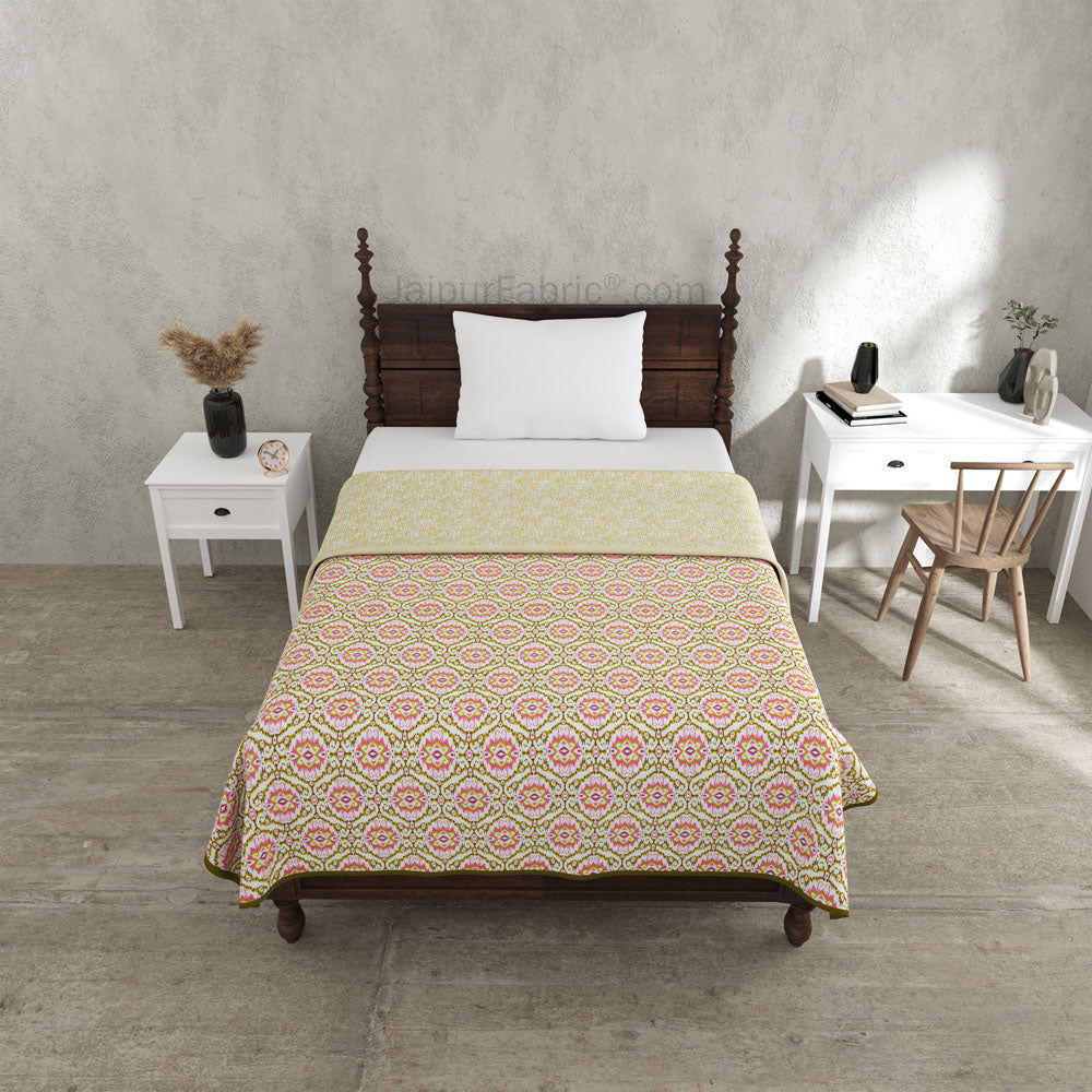The Illusion Greenish Single Bed Dohar Blanket